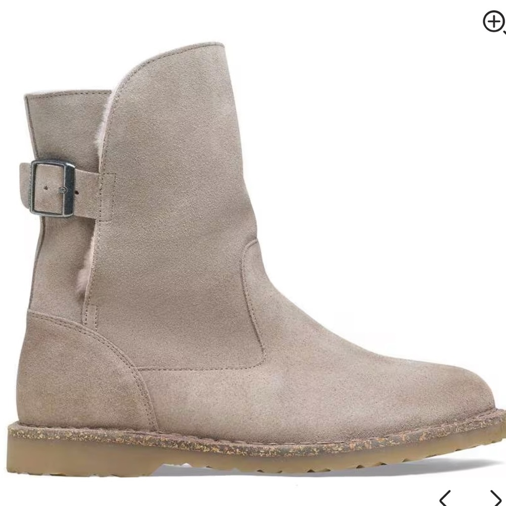 New Birkenstock Uppsala Shearling Suede Leather Boot Bootie Gray Sz 36 5